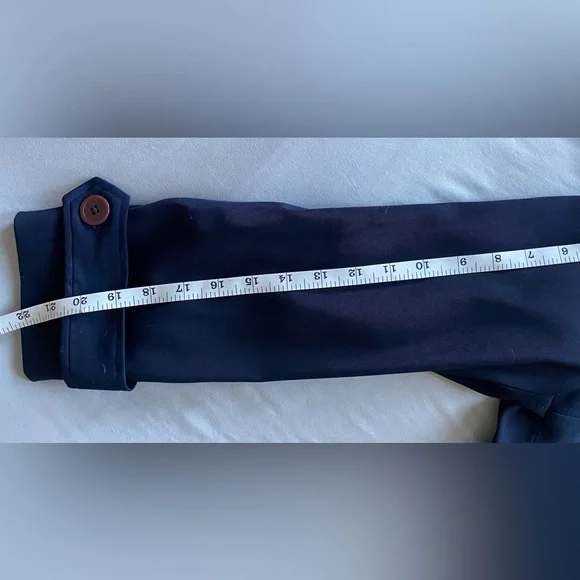 Vintage Linea Navy Blue Belted Women's Trench Coat Classic Chic - Picture 12 of 16